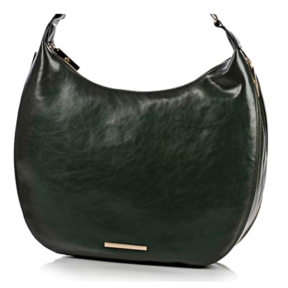 HOBO, JACK FRENCH LONDON CALF LEATHER, GREEN, TOP ZIPPER, TOP HANDLE, THREE SECT